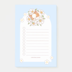 Mochi auf einem Blumenbett Frühjahrs-Notizblock Post-it Klebezettel
