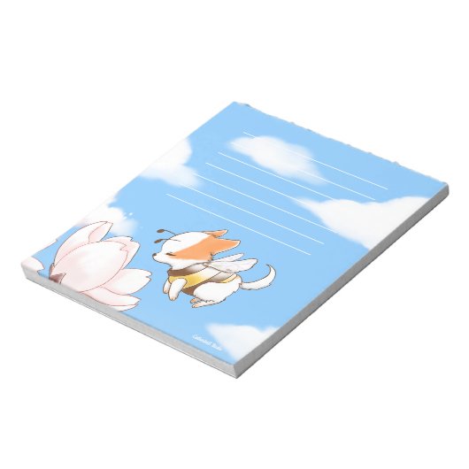 Mochi Bee Bumble Bee Doggy Puppy and Sakura Notizblock (Rotiert)
