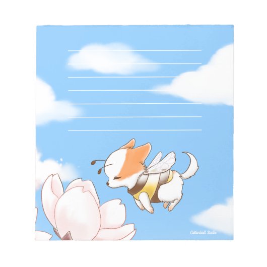 Mochi Bee Bumble Bee Doggy Puppy and Sakura Notizblock (Vorderseite)