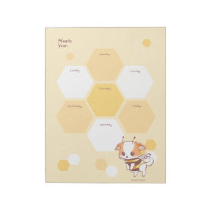 Mochi Bee Niedlich Puppy Honey Bee Weekly Planner Notizblock