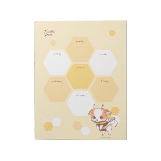 Mochi Bee Niedlich Puppy Honey Bee Weekly Planner Notizblock (Rotiert)