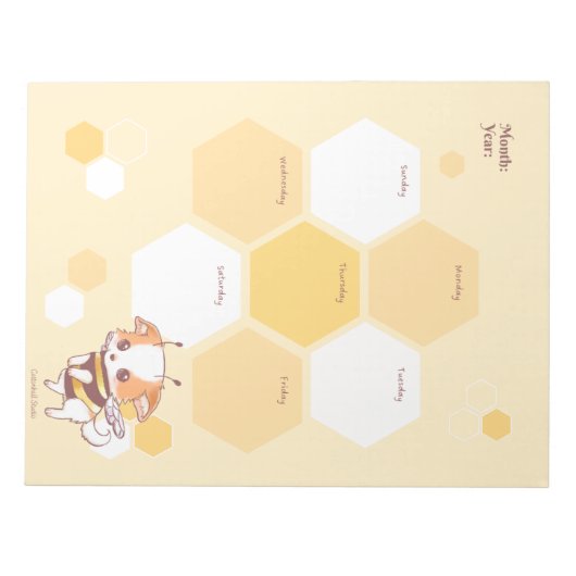 Mochi Bee Niedlich Puppy Honey Bee Weekly Planner Notizblock (Vorderseite)
