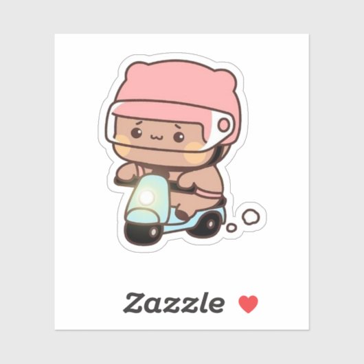 Mochi Brownie Bär Reiten Aufkleber (Blatt)