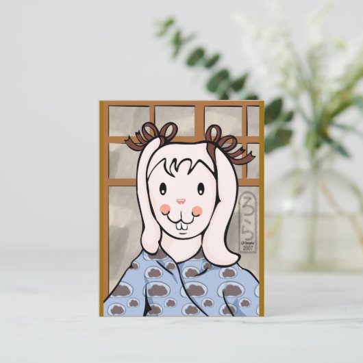 Mochi Jahr der Rabbit Girl Postkarte (Stehend Vorderseite)