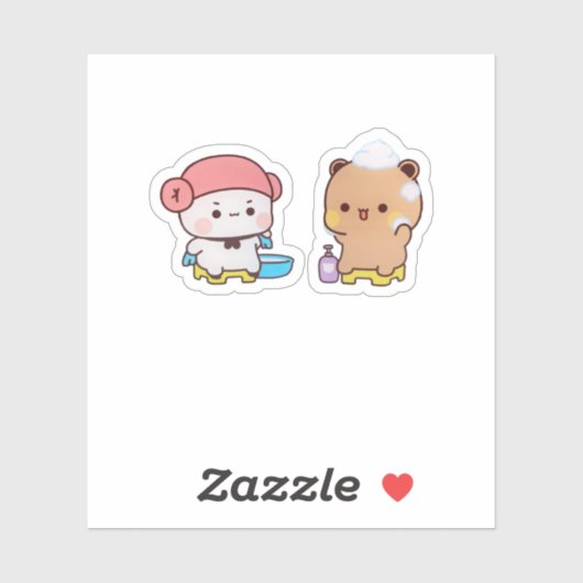 Mochi Panda und Brownie Bären genießen das Bad Aufkleber (Blatt)