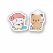 Mochi Panda und Brownie Bären genießen das Bad Aufkleber (Vorderseite)