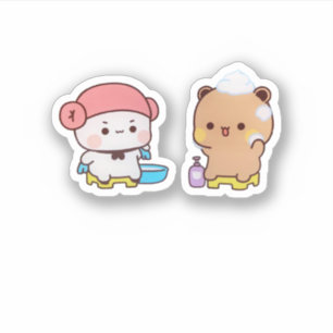 Mochi Panda und Brownie Bären genießen das Bad Aufkleber