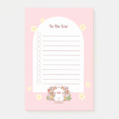 Mochi und Blume blühen Springy Pink Floral Post-it Klebezettel (Vorderseite)