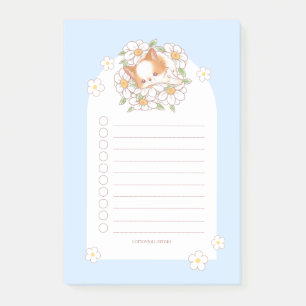 Mochi-Welpe schlafend auf Blumen süß Kawaii  Post-it Klebezettel