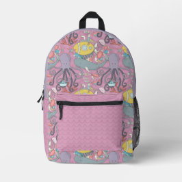 Mochila UNDER THE SEA rosa Bedruckter Rucksack