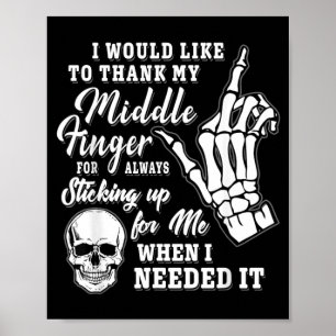 Möchte Mittelfinger-Skelett danken Poster