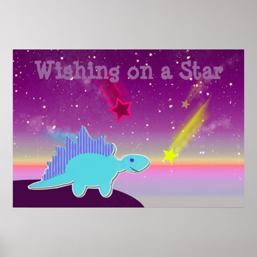 Möchten Sie auf einem Star Blue Cartoon Dinosaurie Poster (Vorne)