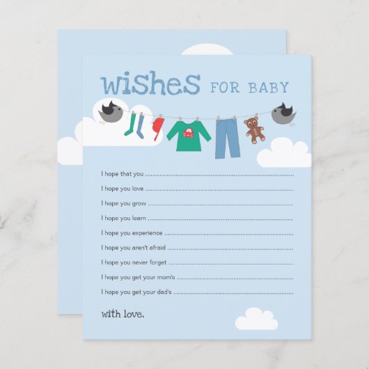 Möchten Sie Baby Shower Clothesline-Ratgeber Karte (Vorne/Hinten)