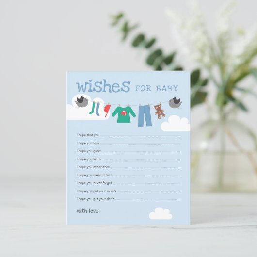 Möchten Sie Baby Shower Clothesline-Ratgeber Karte (Stehend Vorderseite)
