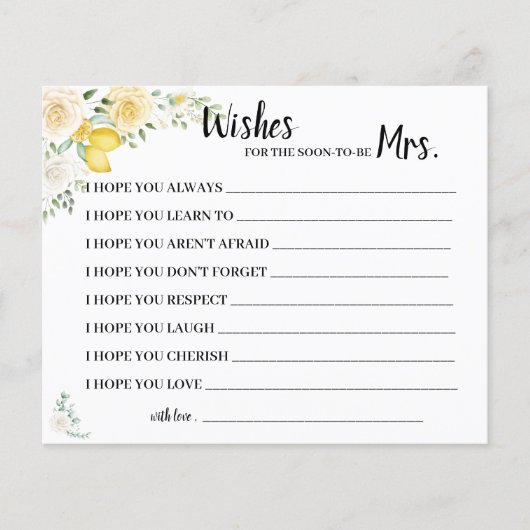 Möchten Sie bald Mrs. Lemons&Rose Shower Card werd Flyer (Vorne)