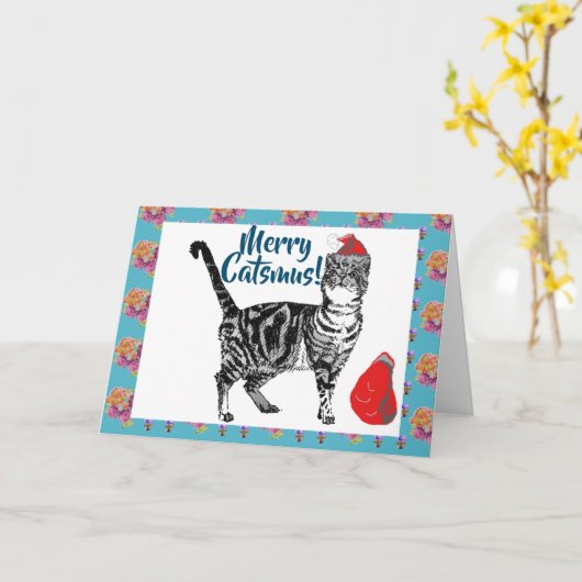 Möchten Sie eine lustige Weihnachtskarte für Catsm Karte (Gelbe Blume)