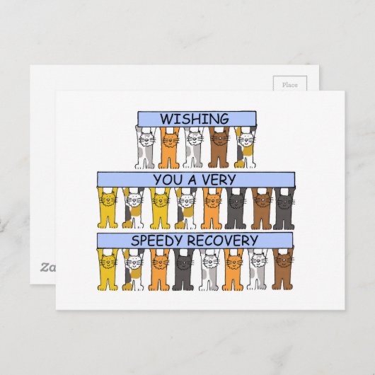 Möchten Sie einen schnellen Erholung Cartoon Katze Postkarte (Vorne/Hinten)