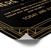 Möchten Sie hier Art Deco Black Gold Hochzeit? Poster (Ecke)