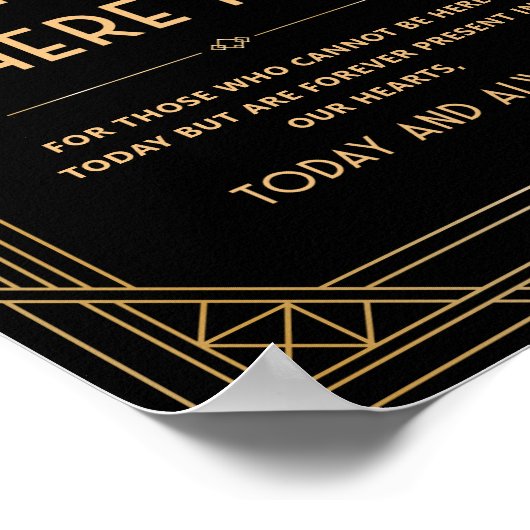 Möchten Sie hier Art Deco Black Gold Hochzeit? Poster (Ecke)