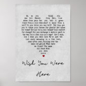 Möchten Sie hier Graues Herz Song Lyric Print Poster (Vorne)