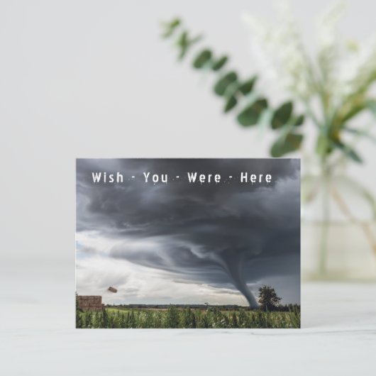 Möchten Sie hier tornado Urlaub Postkarte (Stehend Vorderseite)