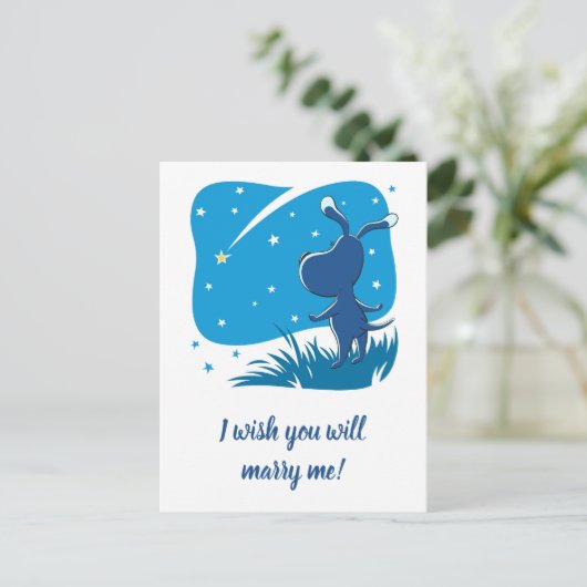 Möchten Sie mich heiraten, Welpen-Shooting-Star-Vo Postkarte (Stehend Vorderseite)