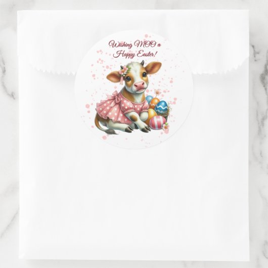 Möchtest du MOO ein glückliches Ostern! Runder Aufkleber (Tasche)