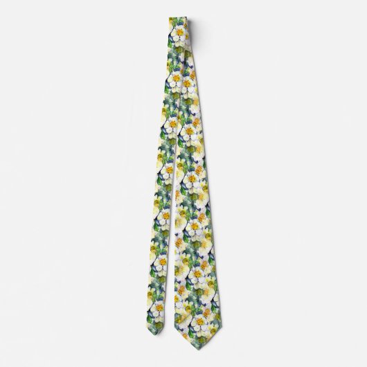 Mock Orange Seamless Floral Pattern Krawatte (Rückseite)