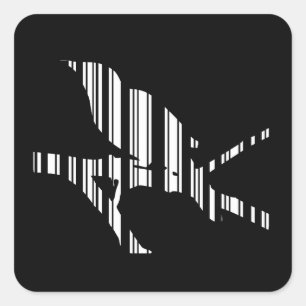 MOCKINGBIRD BAR CODE Bird Barcode Design Quadratischer Aufkleber