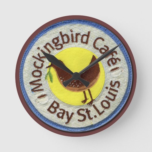 "Mockingbird cafe" Runde Wanduhr (Vorderseite)