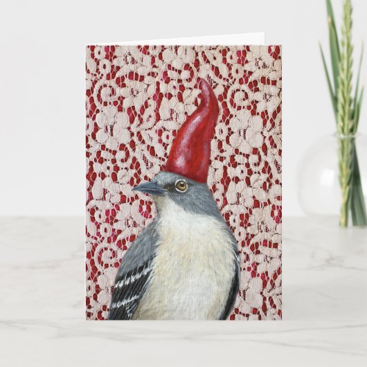 Mockingbird-Gnome auf der Weihnachtskarte Karte (Vorderseite)