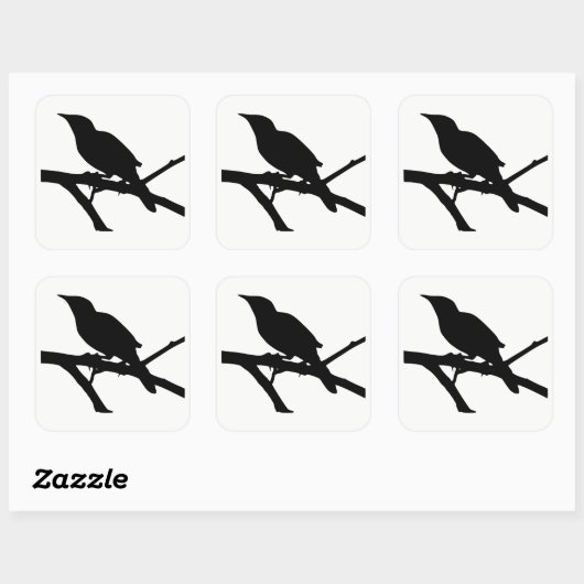 Mockingbird Silhouette Quadratischer Aufkleber (Blatt)