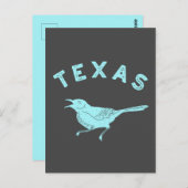 Mockingbird Texas Staat Bird Aqua Blue und Grau Postkarte (Vorne/Hinten)
