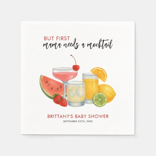 Mocktail Baby Dusche Sommer Minimalistisch Serviette (Vorderseite)