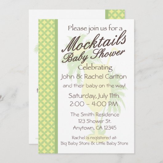 Mocktail Baby Shower Invitation (N) Einladung (Vorne/Hinten)