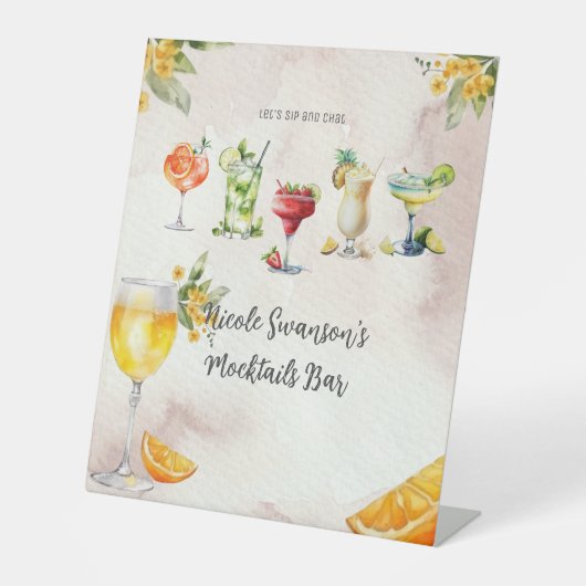 Mocktail Bar Party Pedestal Schild (Vorderseite)