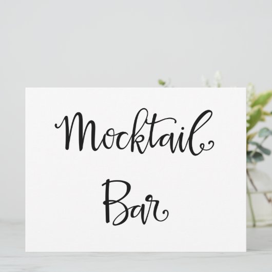 Mocktail Bar Simple Calligraphy Wedding Sign (Stehend Vorderseite)
