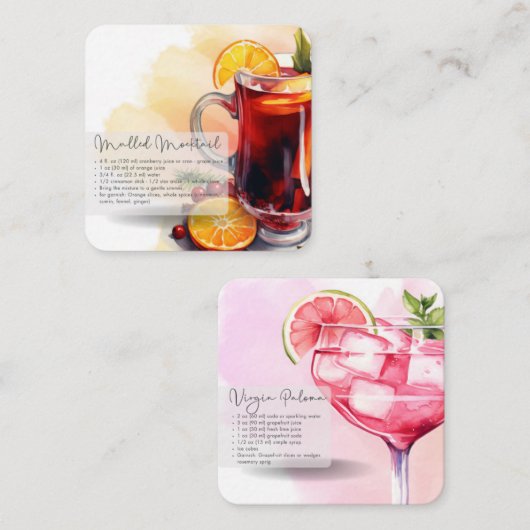 Mocktail Jungfrau Paloma & Mulled Wine Gastgeschen Mitteilungskarte (Vorne/Hinten)