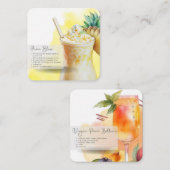 Mocktail Peach Bellini & Piña Colada Gastgeschenk Mitteilungskarte (Vorne/Hinten)