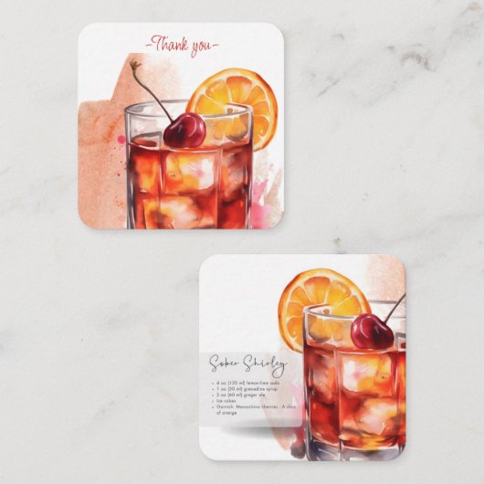 Mocktail Recipe Jungfrau S. Temple Gastgeschenk Mitteilungskarte (Vorne/Hinten)