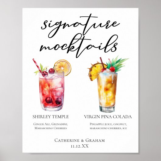 Mocktails Menü Shirley Temple Piña Colada Poster (Vorne)