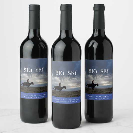 Mockup Big Sky Western Custom Wine Labels Weinetikett (Flaschen)