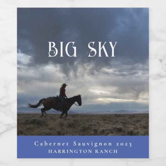 Mockup Big Sky Western Custom Wine Labels Weinetikett (Einzelnes Label)