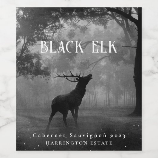 Mockup Black Elk Forest Custom Wine Labels Weinetikett (Einzelnes Label)