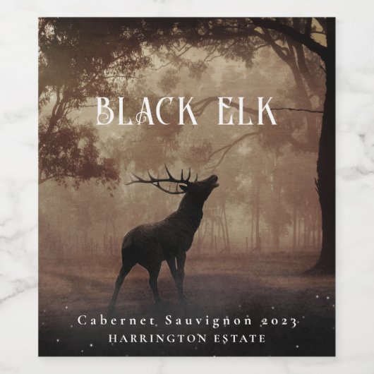 Mockup Black Elk Forest Custom Wine Labels Weinetikett (Einzelnes Label)