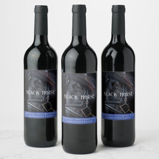 Mockup Black Horse Western Custom Wine Labels Weinetikett (Flaschen)