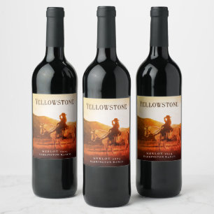 Mockup Cowboy, Pferd, Sunset Custom Wine Labels Weinetikett