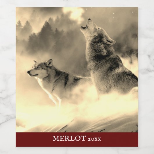 Mockup Elegante Wolf Custom Gold Weinkarte Weinetikett (Einzelnes Label)