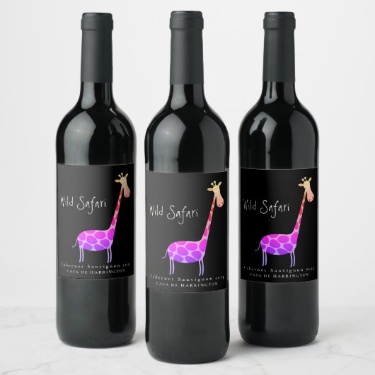 Mockup Giraffe Wild Safari Custom Wine Labels Weinetikett (Flaschen)