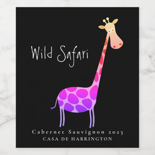 Mockup Giraffe Wild Safari Custom Wine Labels Weinetikett (Einzelnes Label)